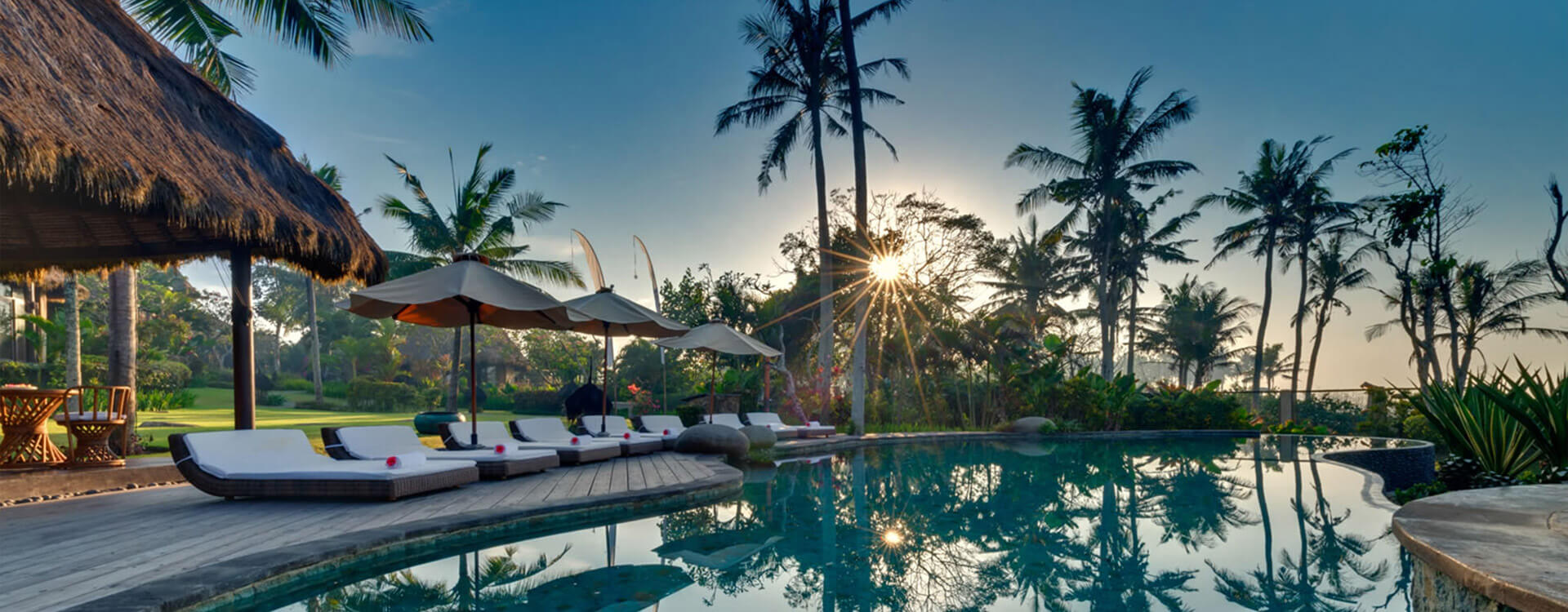 Taman Ahimsa - poolside at night