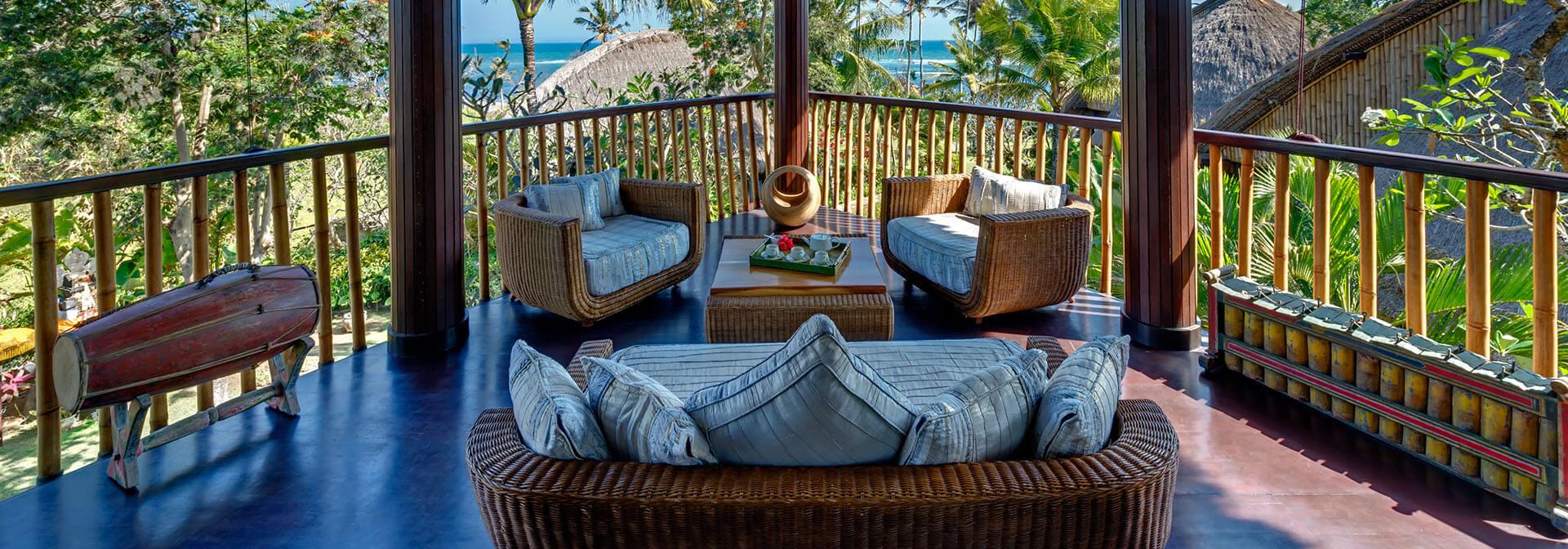 Taman Ahimsa - upstairs living balcony